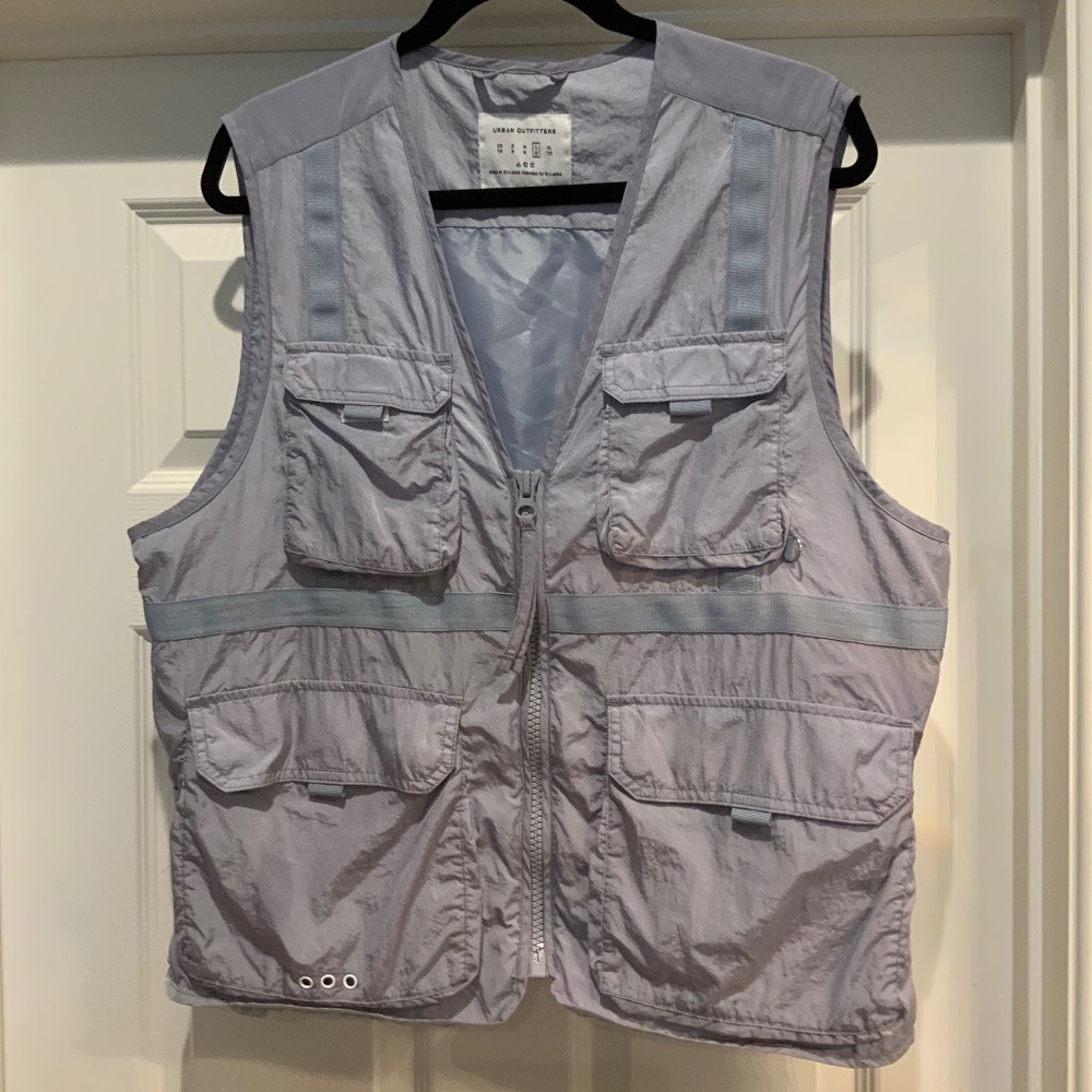 URBAN OUTFITTERS WOMENS L SAFARI UTILITY VEST CARGO POCKETS, PURPLE, EXCELLENT